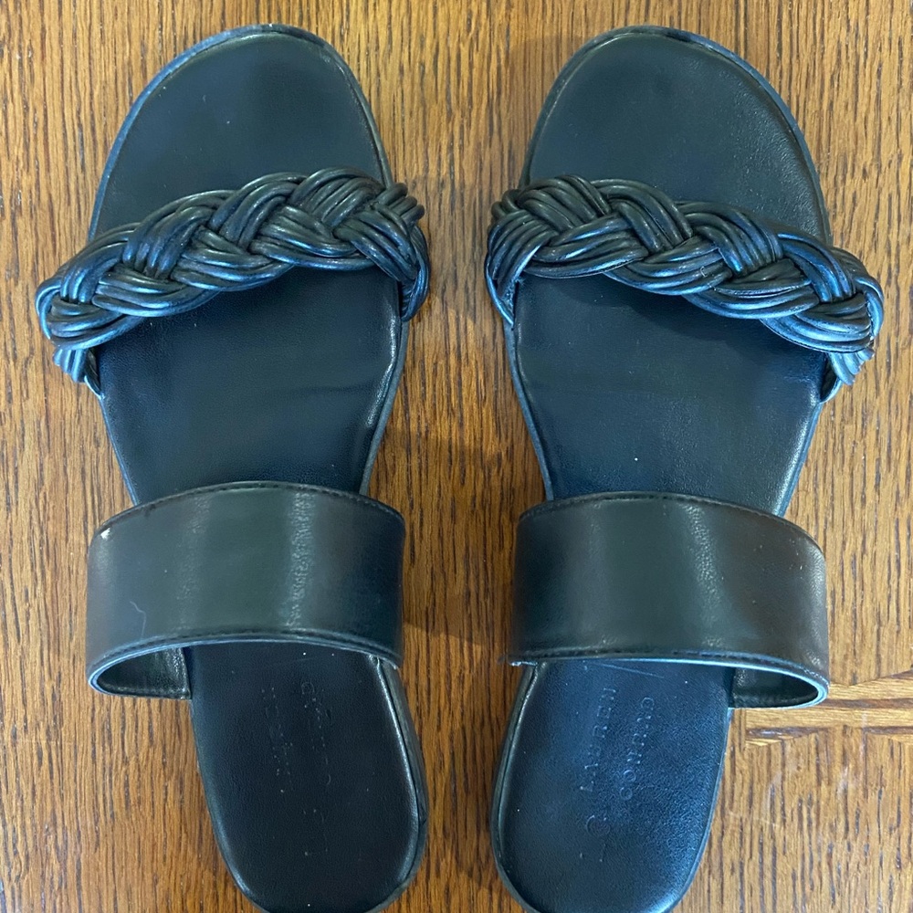 Women's Black Braided Slide Sandals